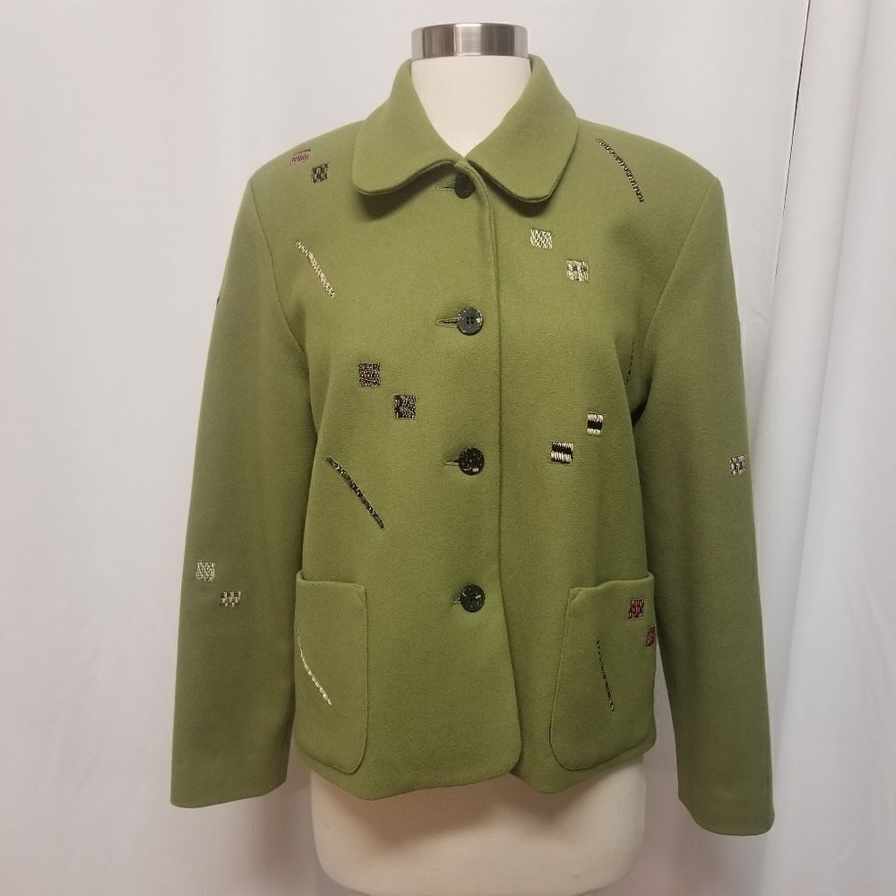Deborah Cross‎ Designer Wearable Art Limited Edition Green Boho Tribal Coat